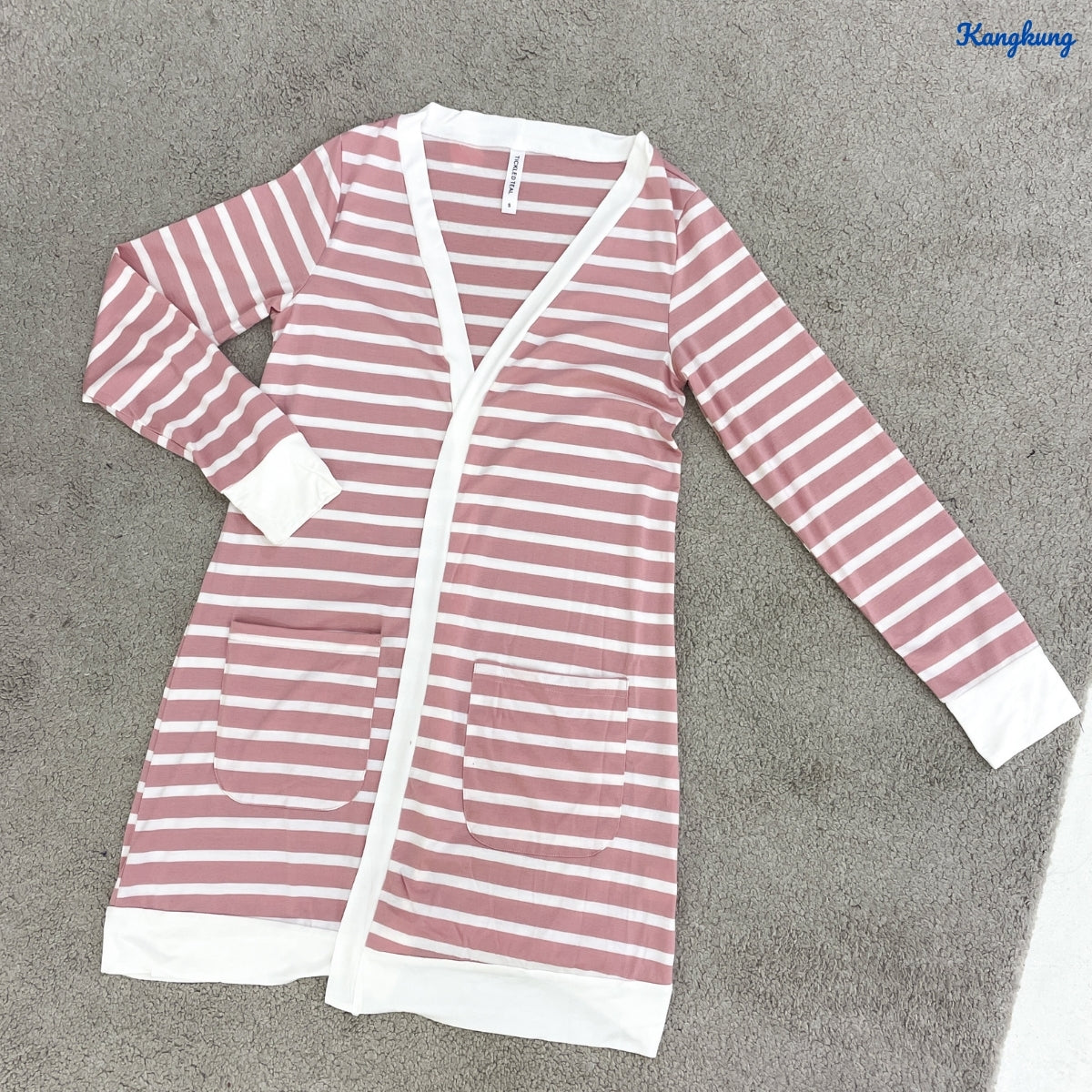 KANGKUNG YAREENA STRIPE PATTERN LONG OPEN CARDIGAN - C1080 (523)