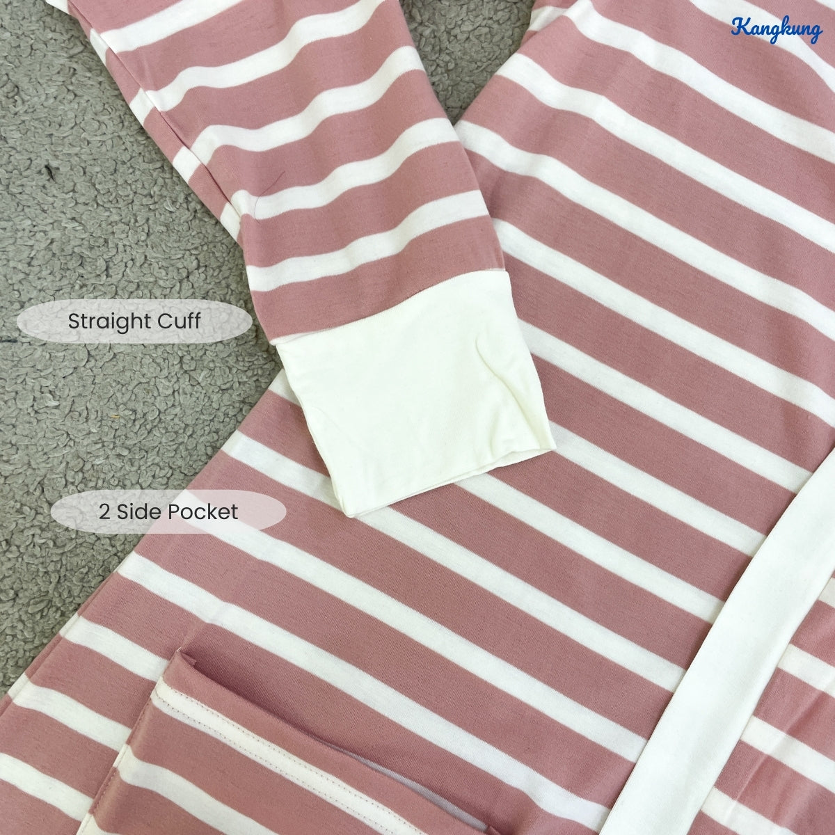 KANGKUNG YAREENA STRIPE PATTERN LONG OPEN CARDIGAN - C1080 (523)