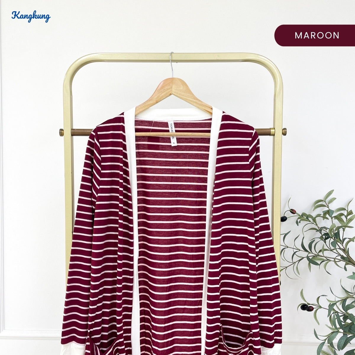KANGKUNG YAREENA STRIPE PATTERN LONG OPEN CARDIGAN - C1080 (523)