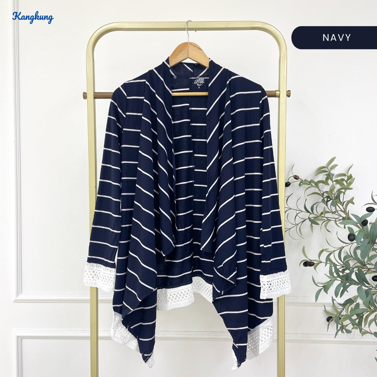 KANGKUNG FAKIRA STRIPE PATTERN LONG OPEN CARDIGAN - C1081