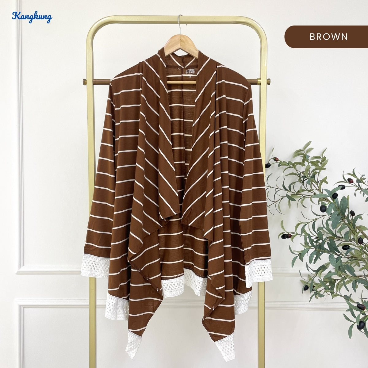 KANGKUNG FAKIRA STRIPE PATTERN LONG OPEN CARDIGAN - C1081