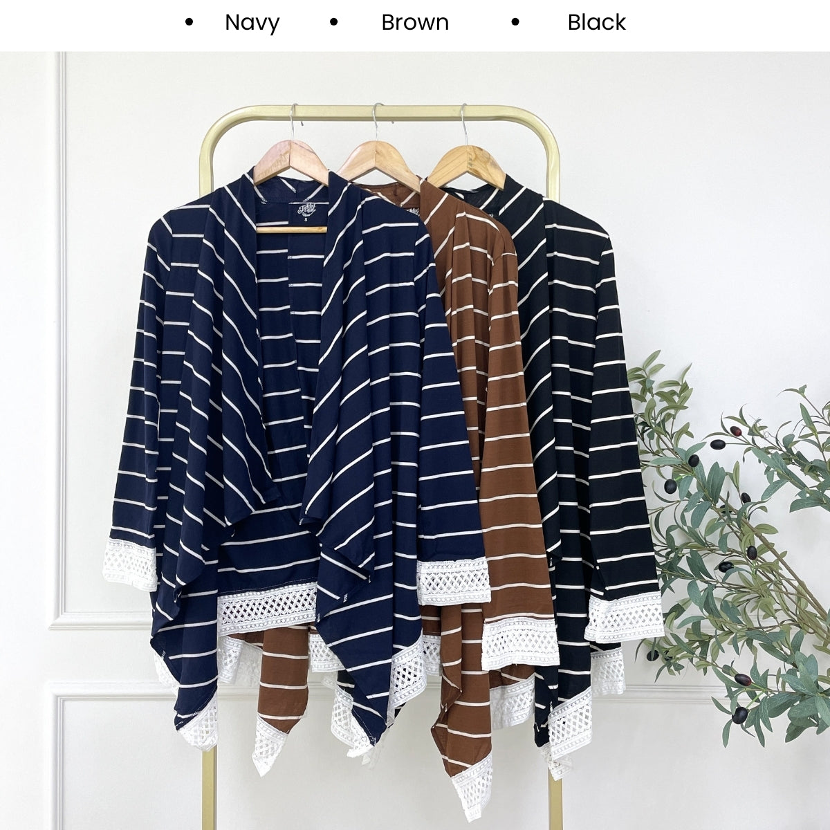 KANGKUNG FAKIRA STRIPE PATTERN LONG OPEN CARDIGAN - C1081