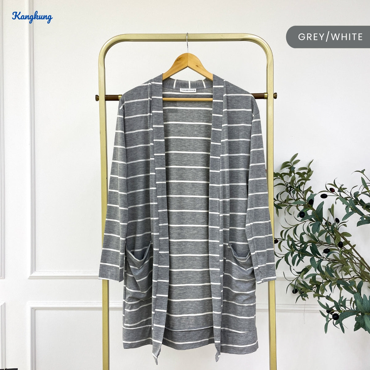 KANGKUNG LOFA STRIPE PATTERN LONG OPEN CARDIGAN - C1083