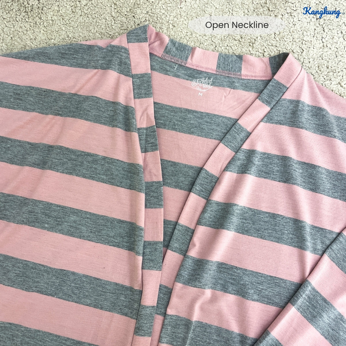 KANGKUNG LOFA STRIPE PATTERN LONG OPEN CARDIGAN - C1083