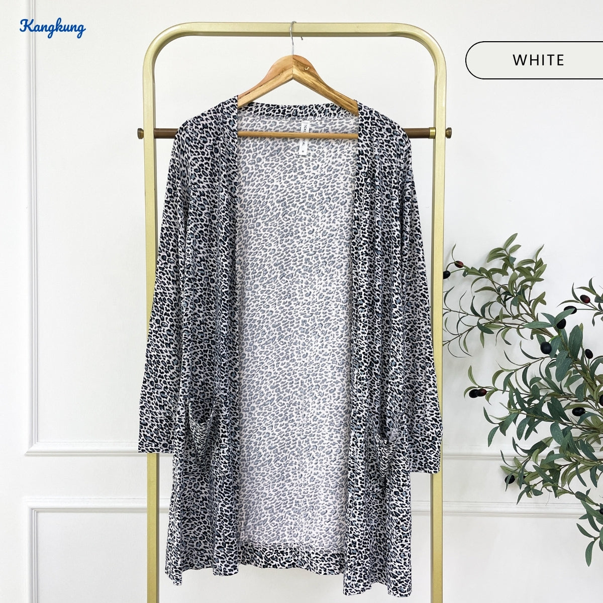 KANGKUNG MAIRIA LEPOPARD PATTERN LONG OPEN CARDIGAN - C1085