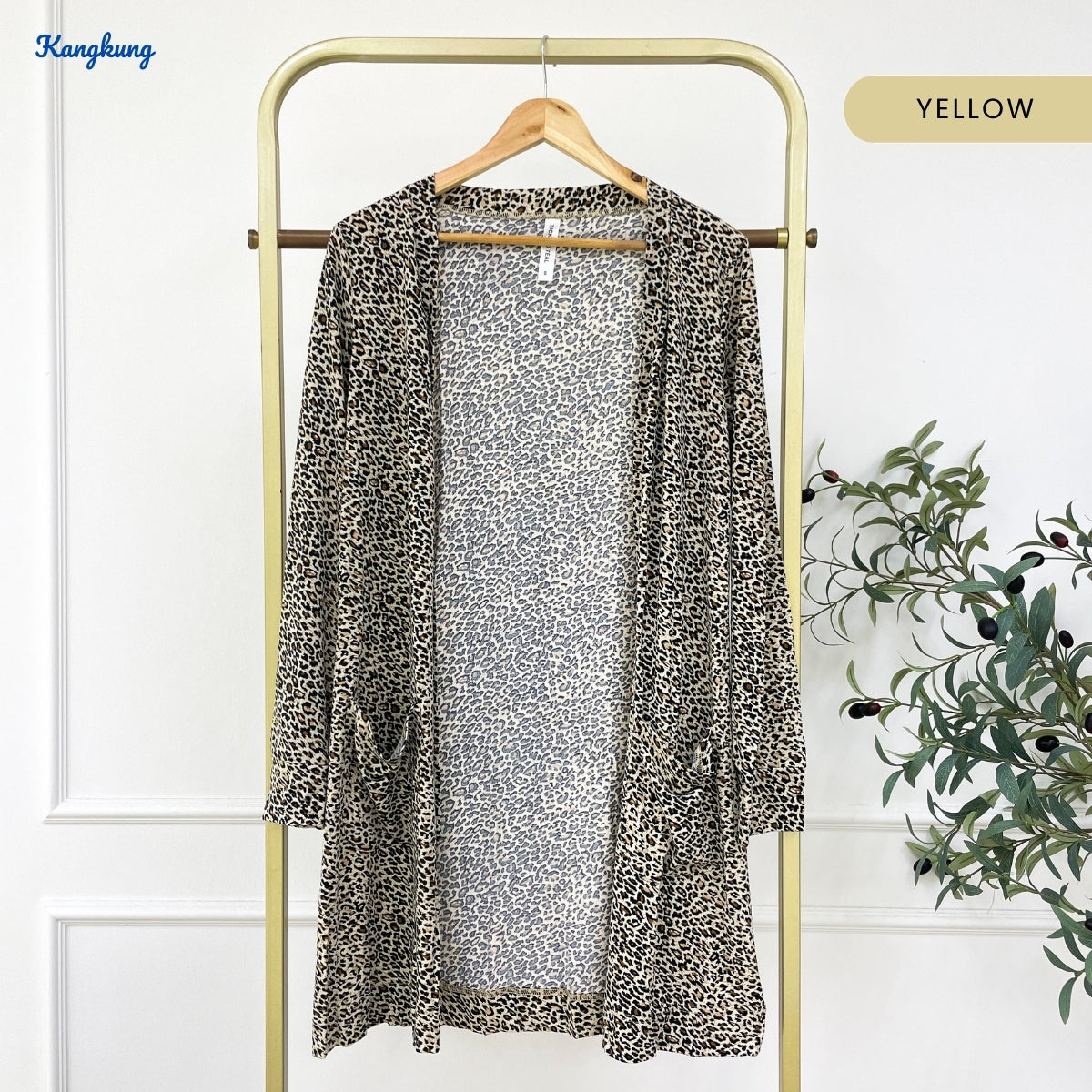 KANGKUNG MAIRIA LEPOPARD PATTERN LONG OPEN CARDIGAN - C1085