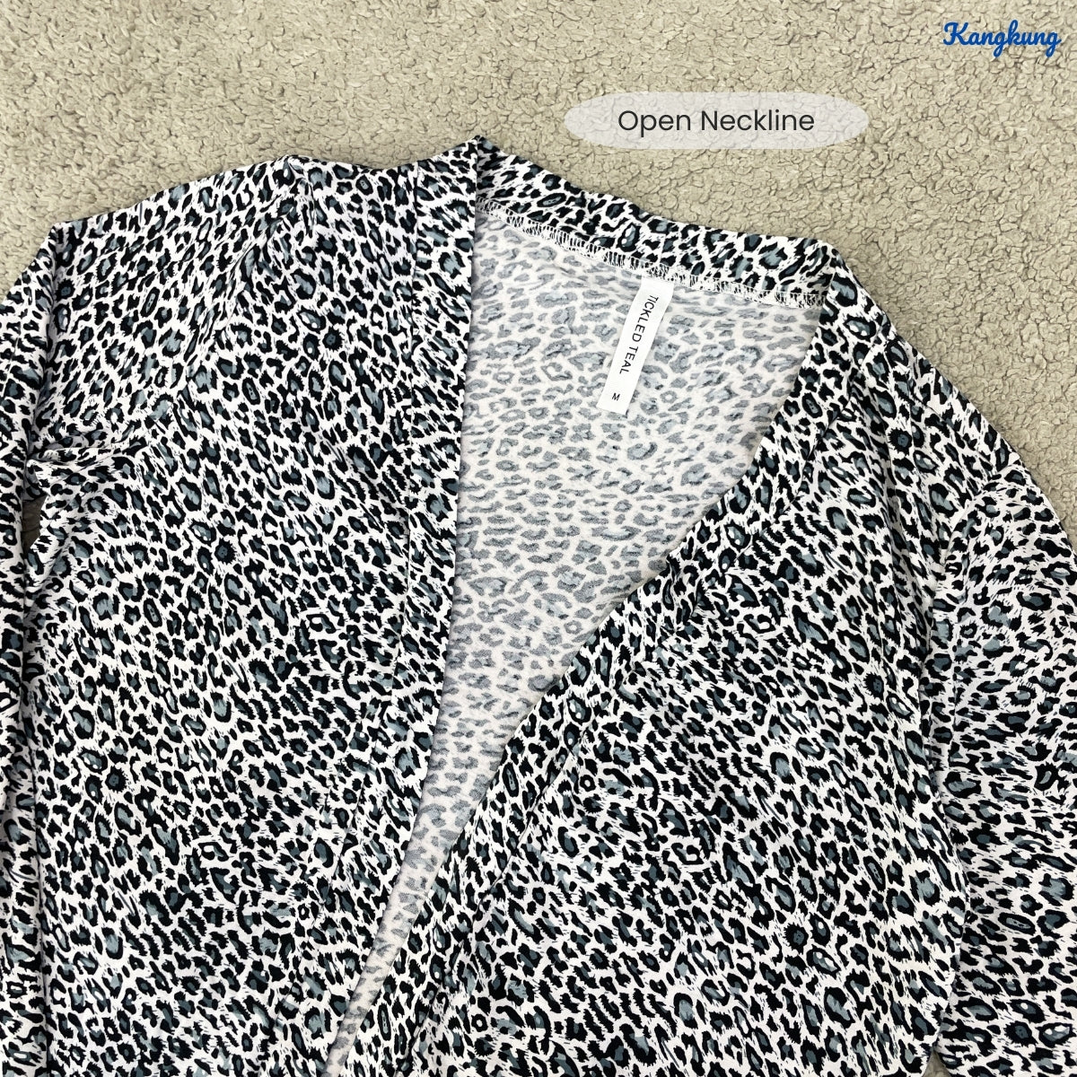 KANGKUNG MAIRIA LEPOPARD PATTERN LONG OPEN CARDIGAN - C1085