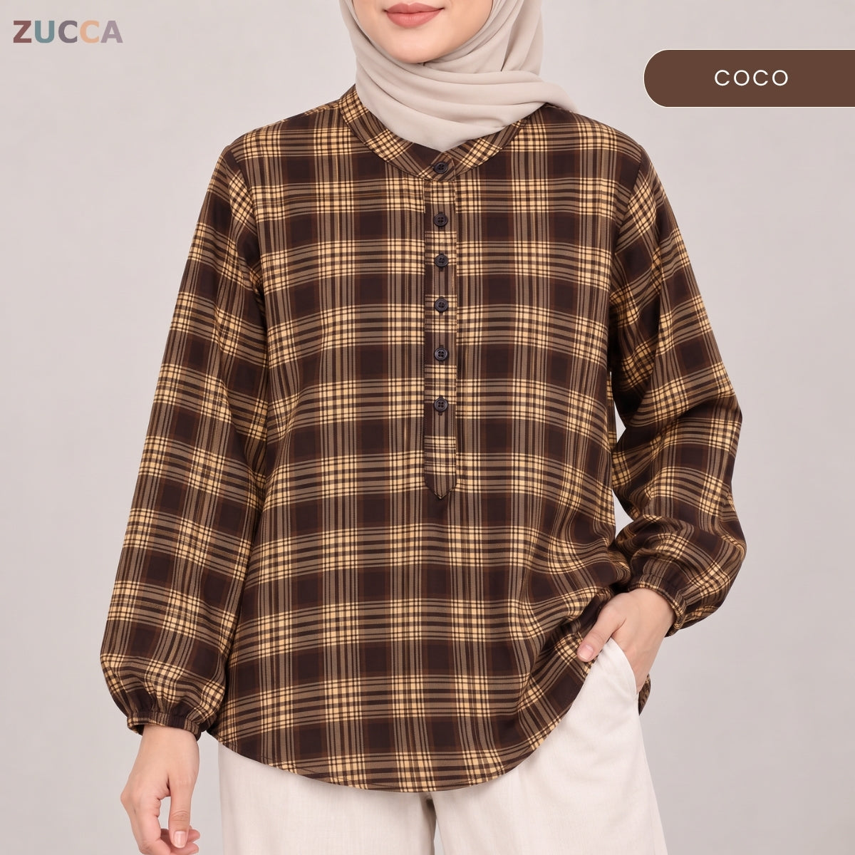 ZUCCA ZULAIKA PLAID CHECKERED LONG SLEEVE SHIRT -MA245