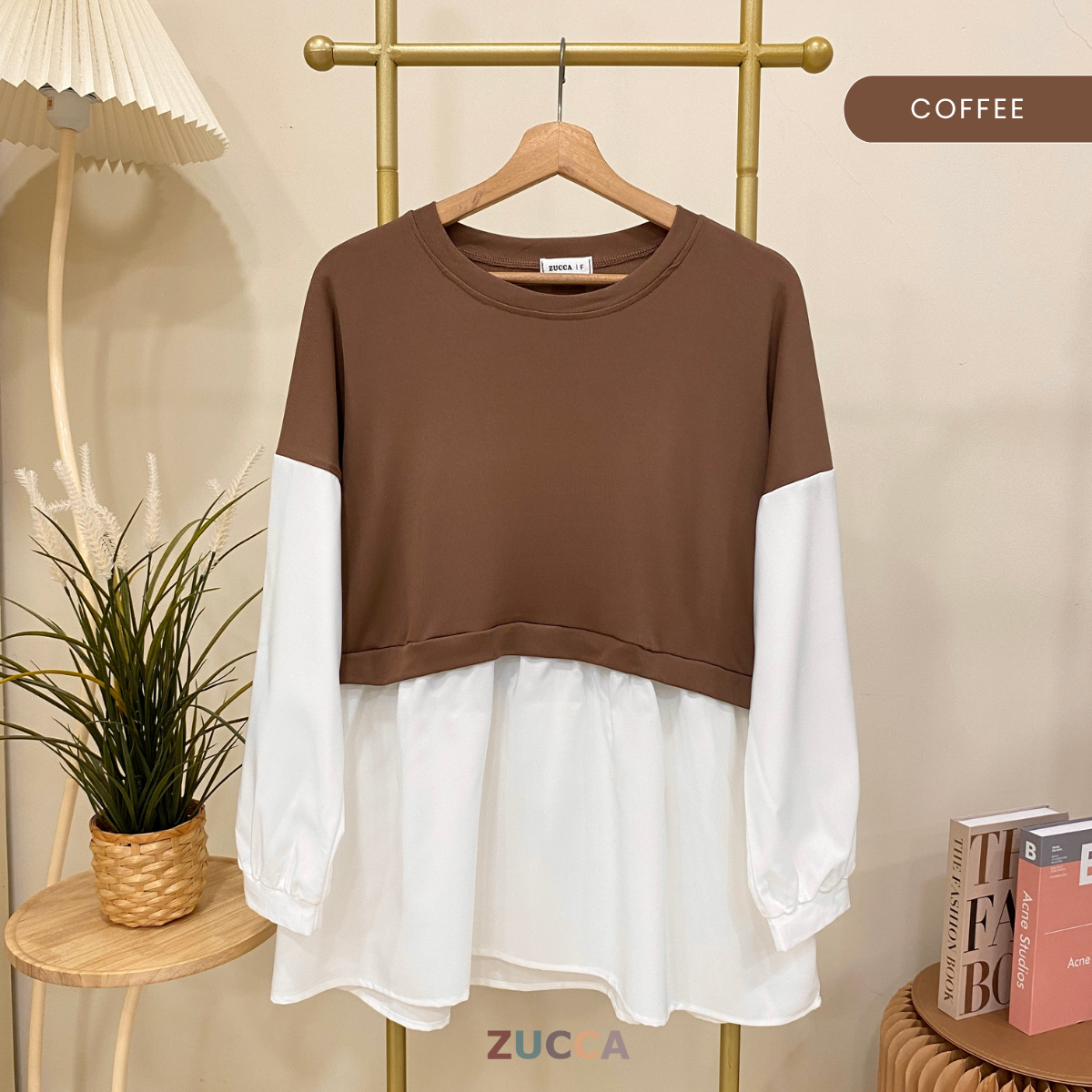ZUCCA SISSY TWO TONE TUNIC WOMEN BLOUSE - DM062