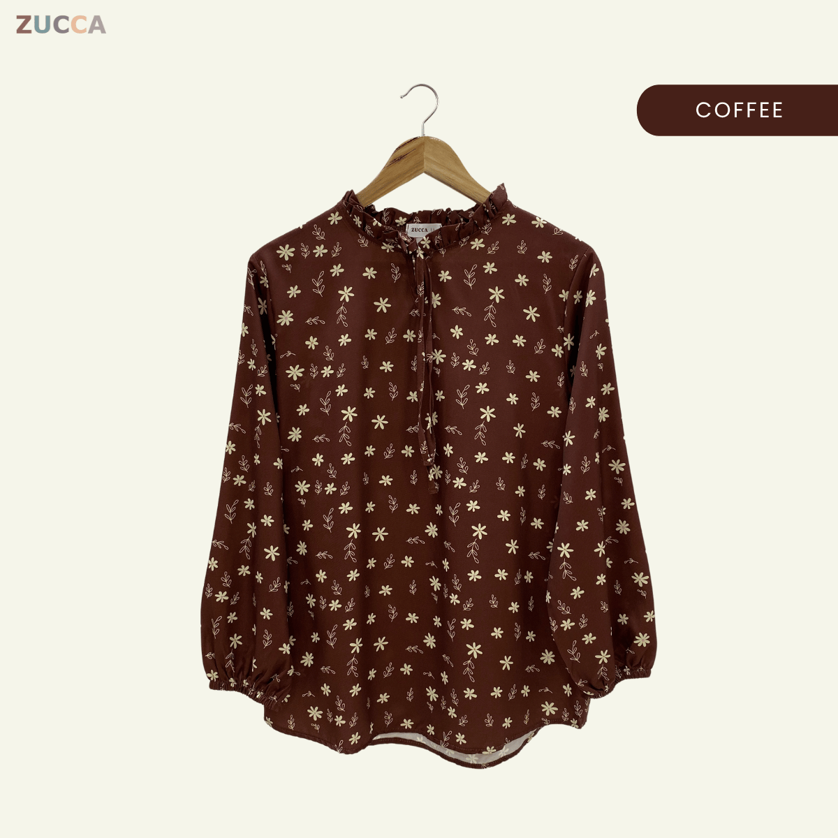 ZUCCA HANISA RUFFLE NECK FLORAL WOMEN BLOUSE - DM091