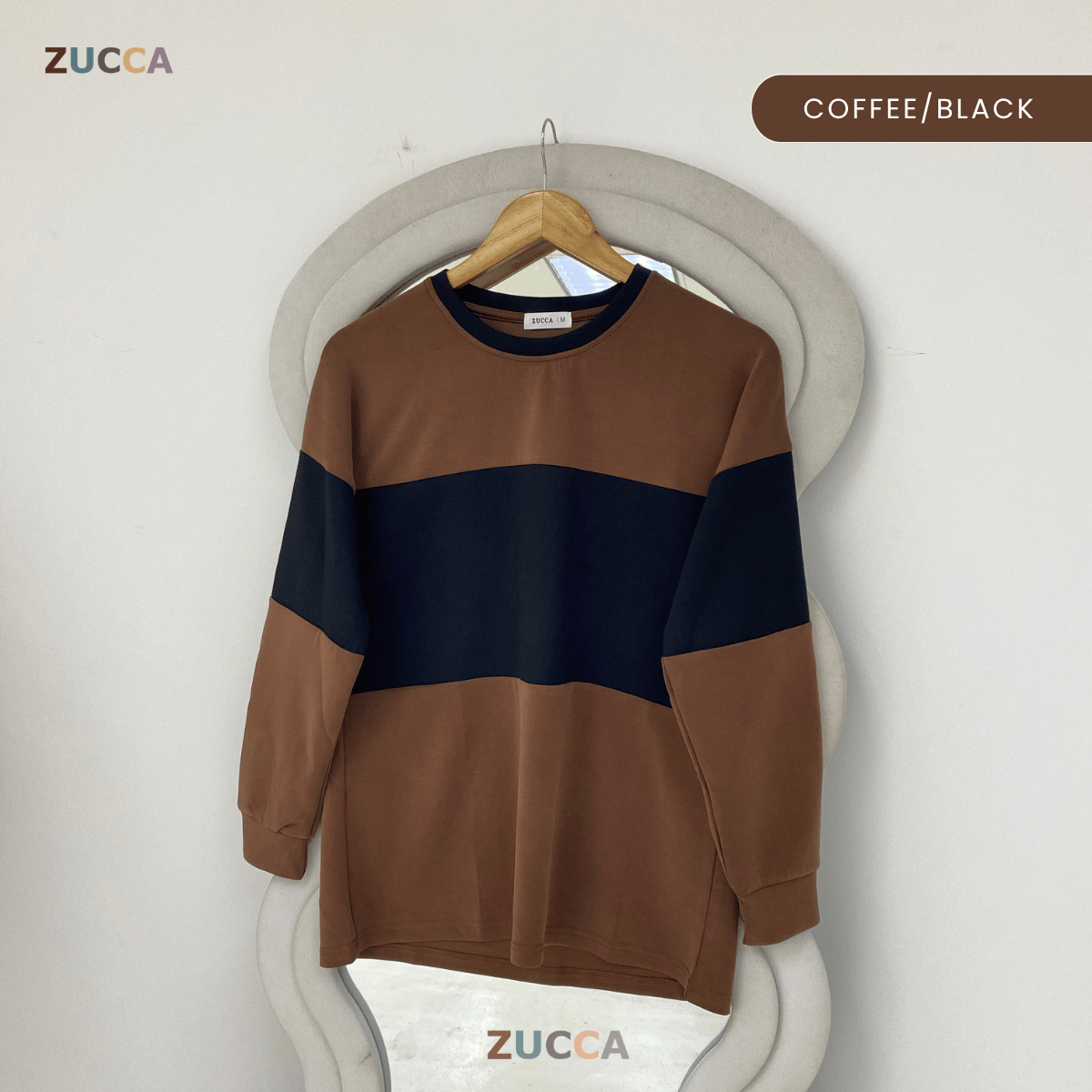 ZUCCA ELINA CASUAL COLOUR BLOCK LONG SLEEVE TOP - MA087