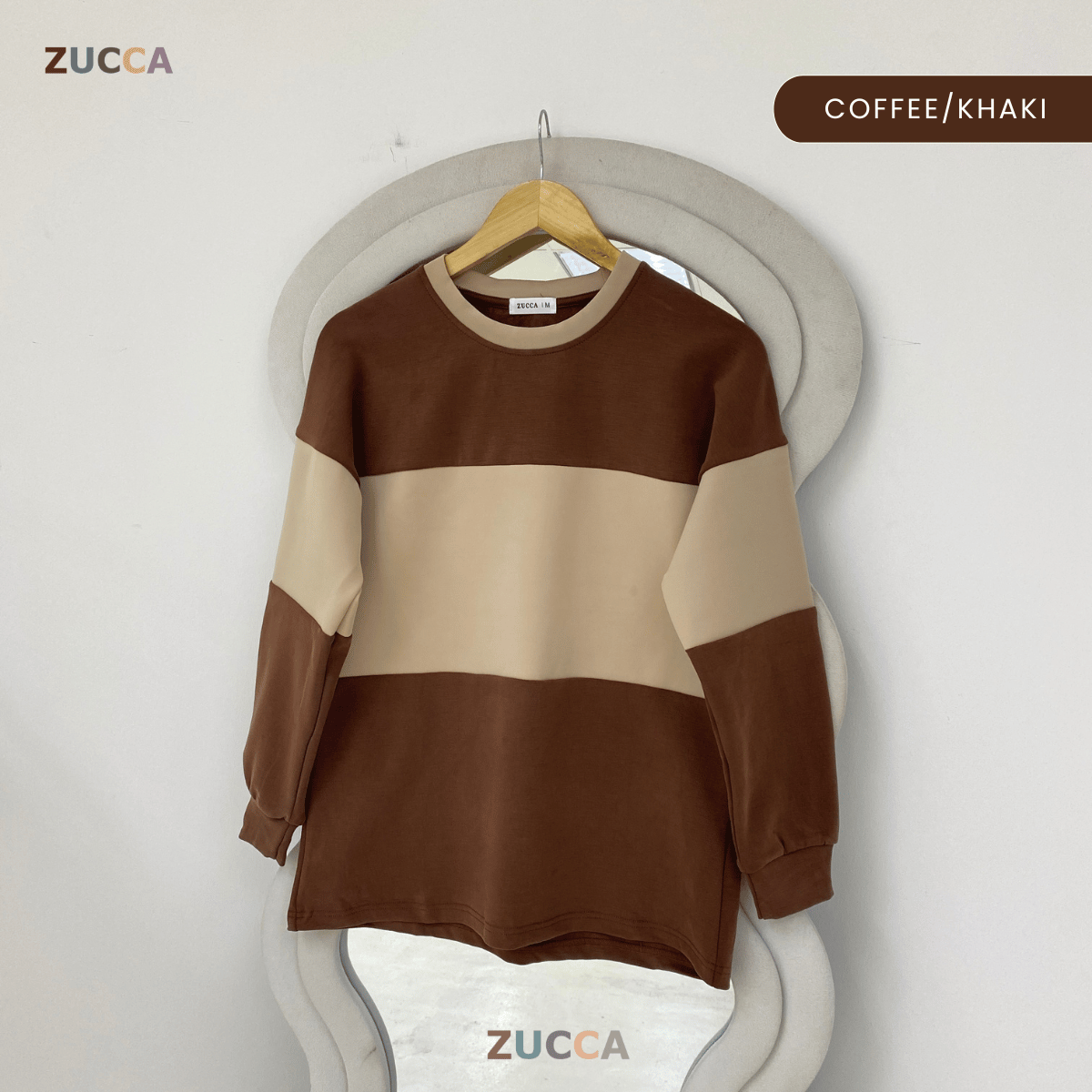 ZUCCA ELINA CASUAL COLOUR BLOCK LONG SLEEVE TOP - MA087