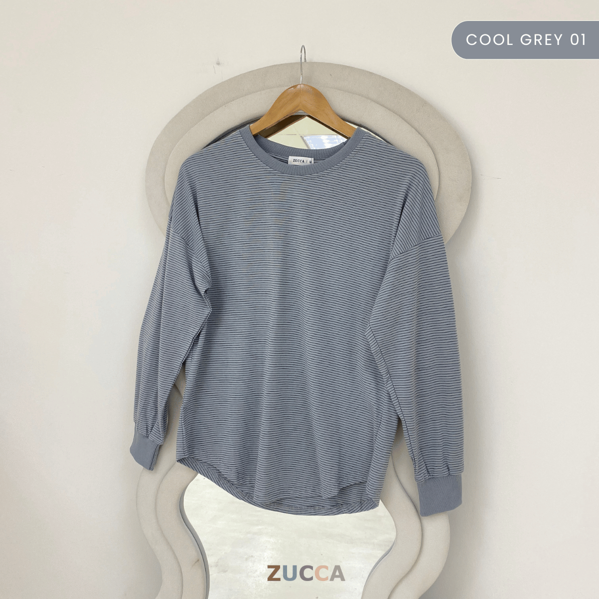 ZUCCA AZUNA CASUAL FINE STRIPE LONG SLEEVE TOP - MA172