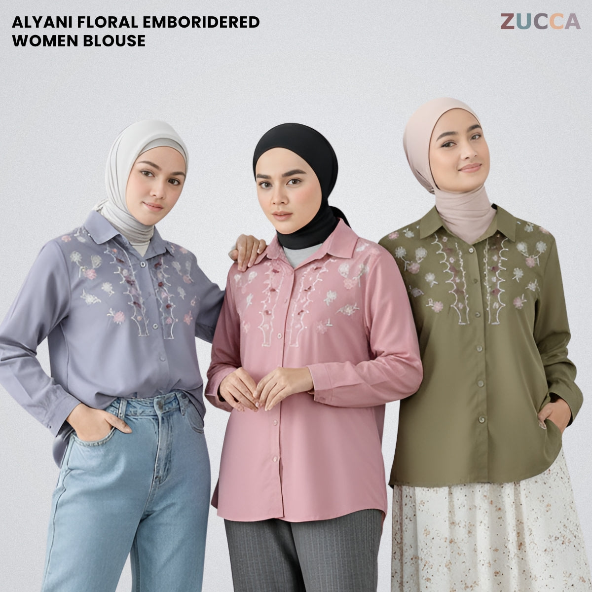 ZUCCA ALYANI BLAUS WANITA SULAMAN BUNGA - DM243 BAJU WANITA