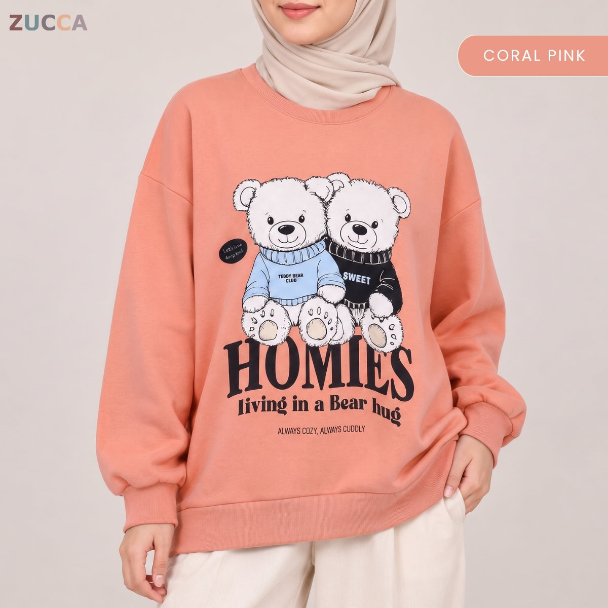 ZUCCA BALQIS TEDDY BEAR GRAPHIC SWEATSHIRT LONG SLEEVE-MA287