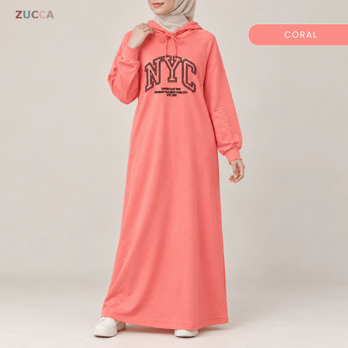 ZUCCA EXORA CASUAL SPORTY HOODIE MAXI DRESS - MA259
