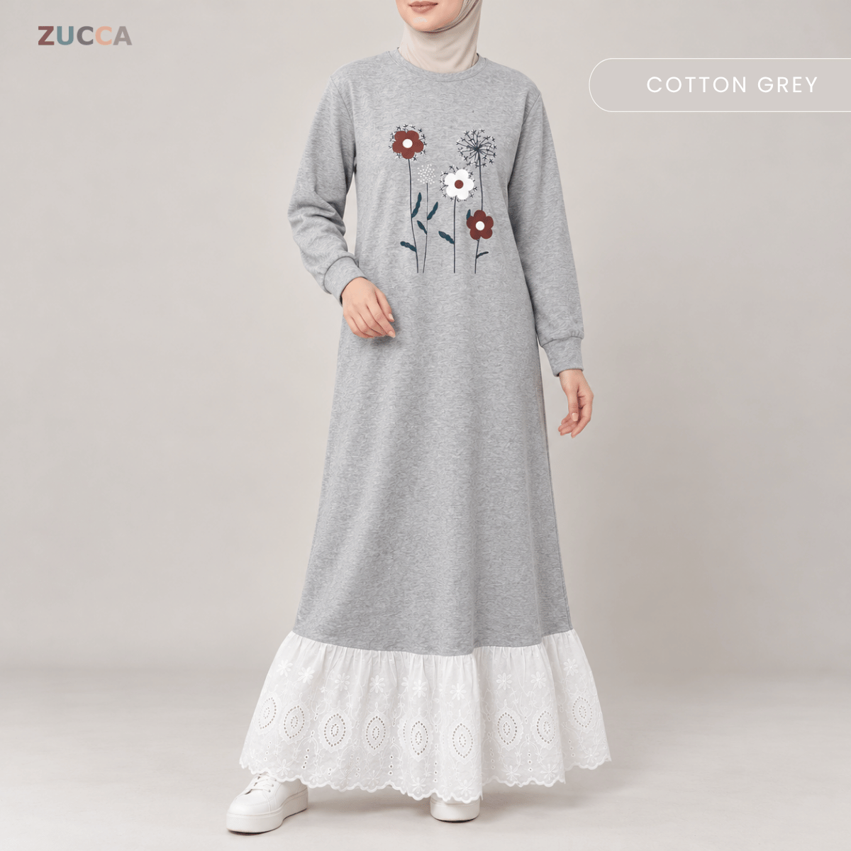 ZUCCA QASEH FLORAL LACE LONG SLEEVE MAXI DRESS  - MA263