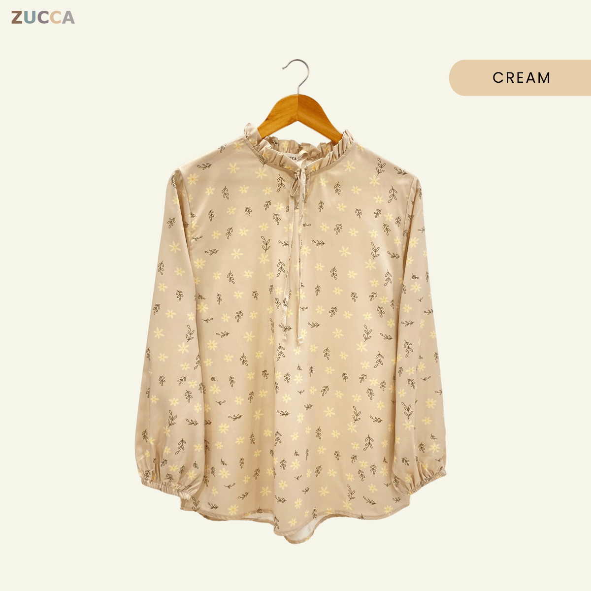 ZUCCA HANISA RUFFLE NECK FLORAL WOMEN BLOUSE - DM091