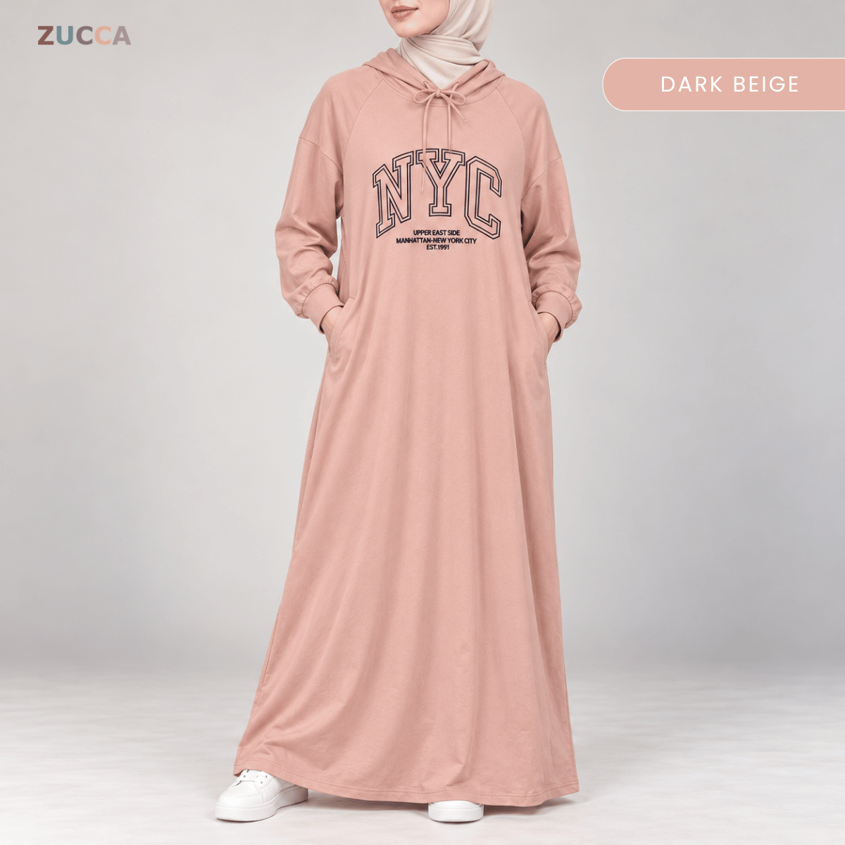 ZUCCA EXORA CASUAL SPORTY HOODIE MAXI DRESS - MA259