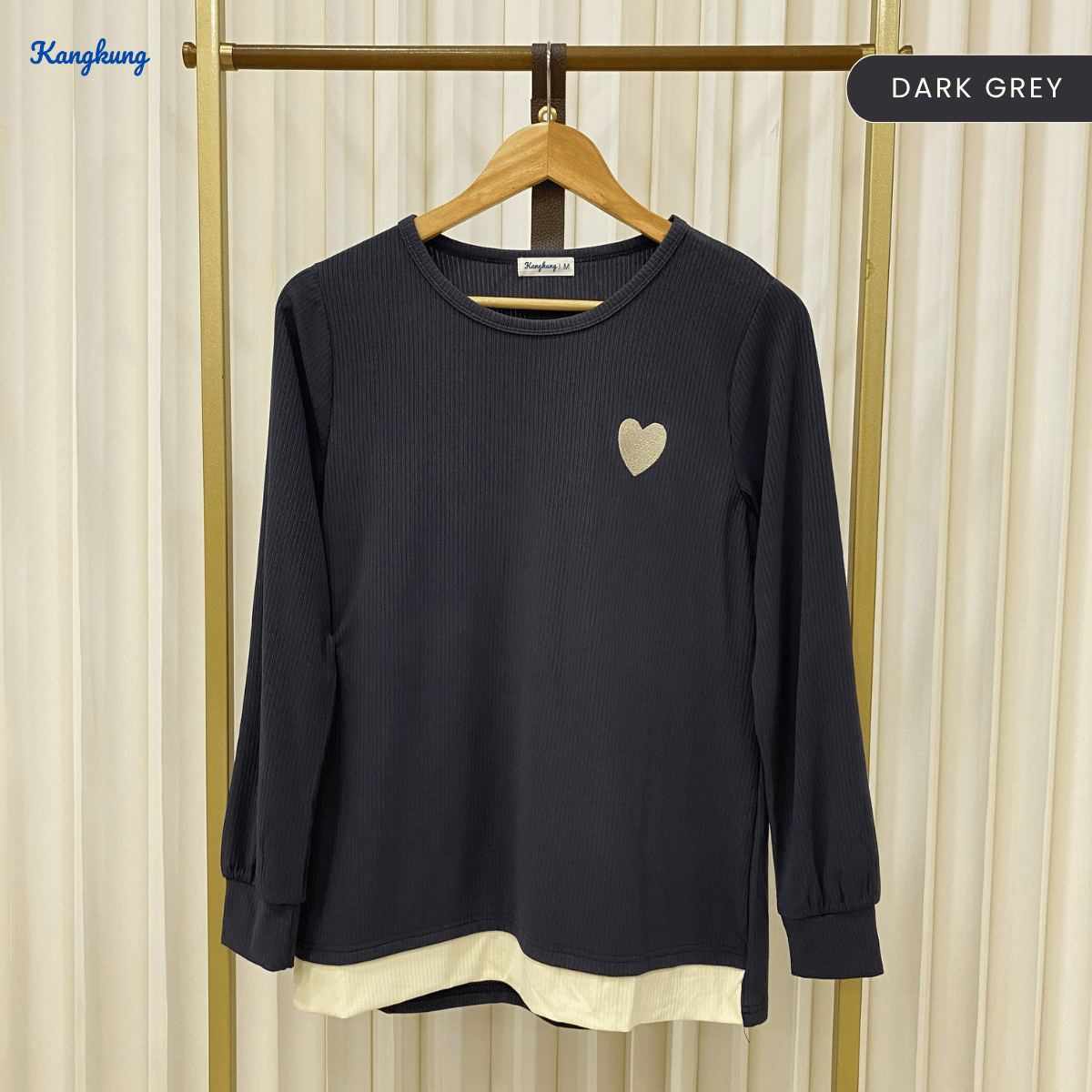 KANGKUNG ILANA BLOUSE RIBBED KASUAL YANG SELESA - KK104