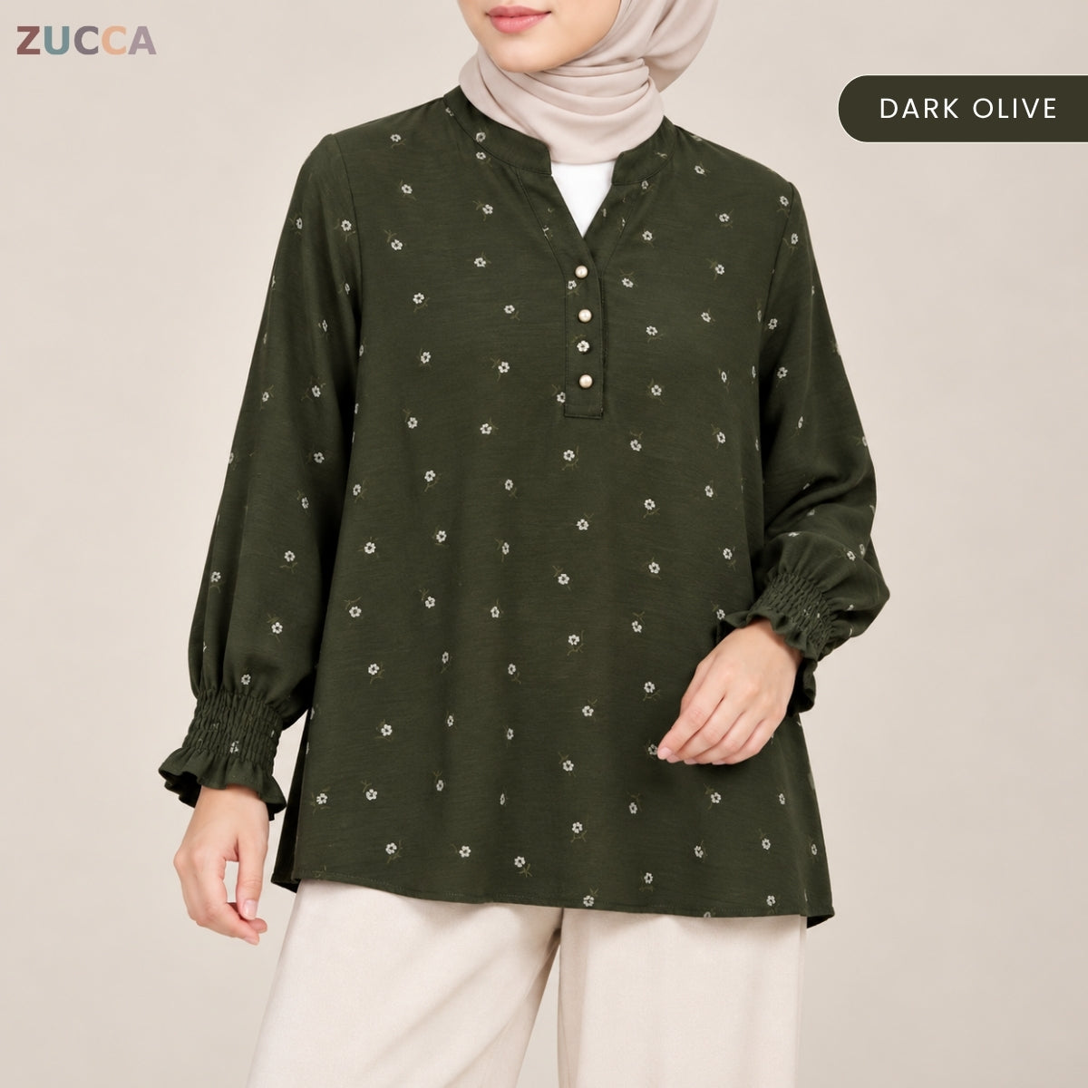 ZUCCA ALESHA CASUAL FLORAL PRINTED LONG SLEEVE TOP - ZW013