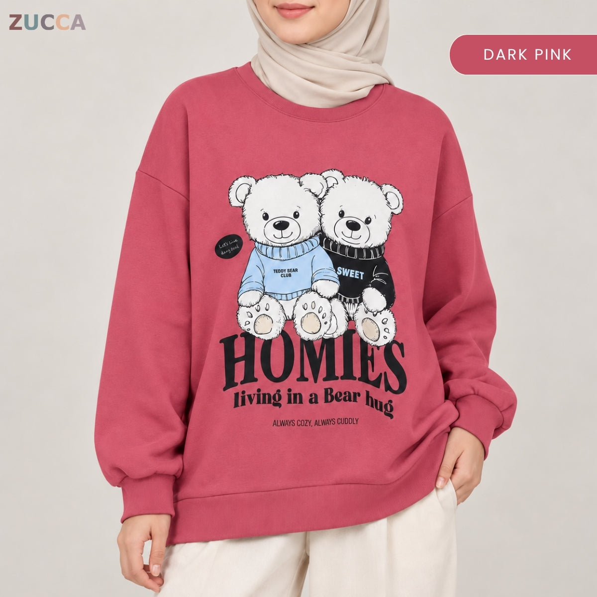 ZUCCA BALQIS TEDDY BEAR GRAPHIC SWEATSHIRT LONG SLEEVE-MA287
