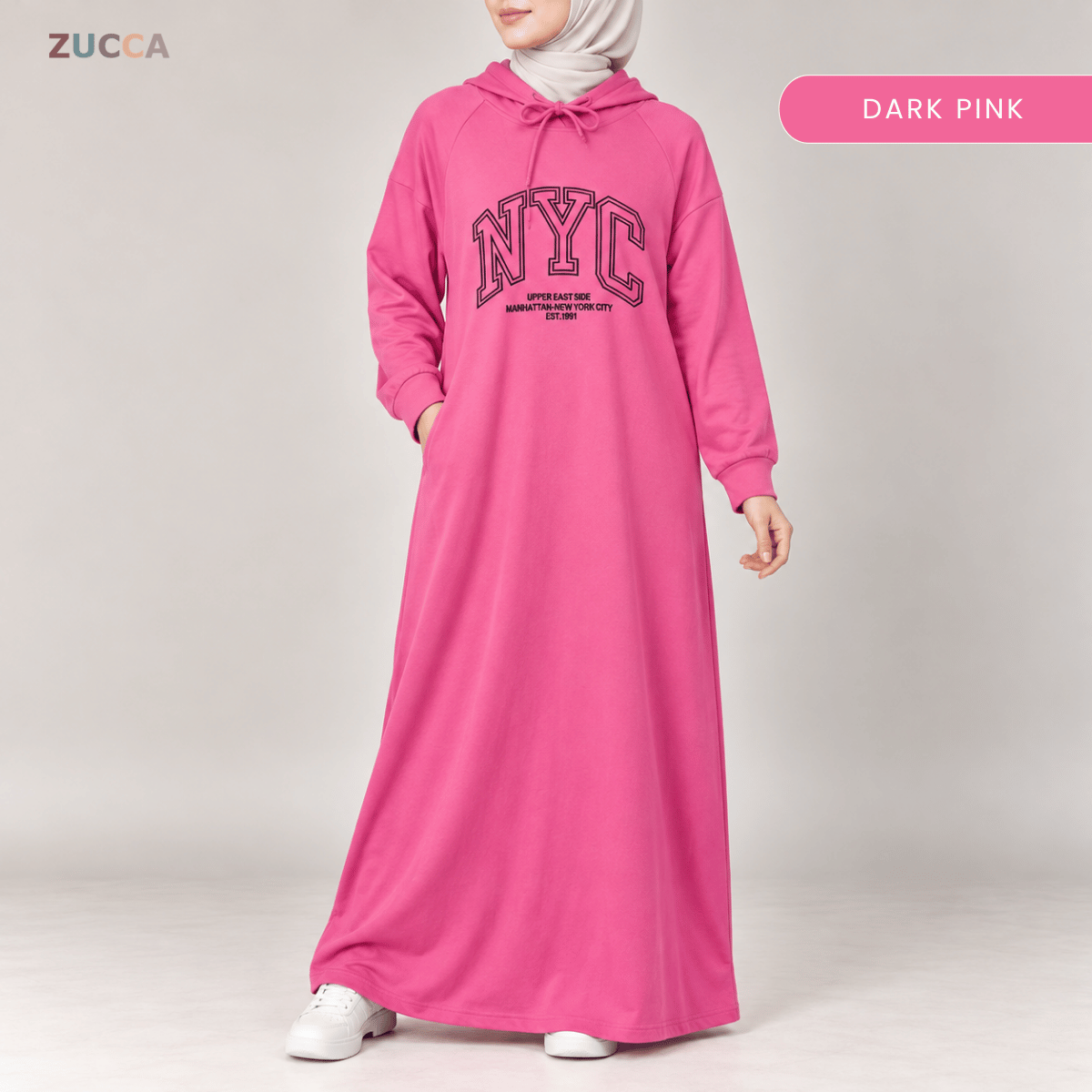 ZUCCA EXORA CASUAL SPORTY HOODIE MAXI DRESS - MA259