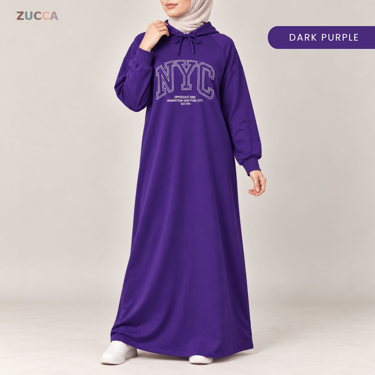 ZUCCA EXORA CASUAL SPORTY HOODIE MAXI DRESS - MA259