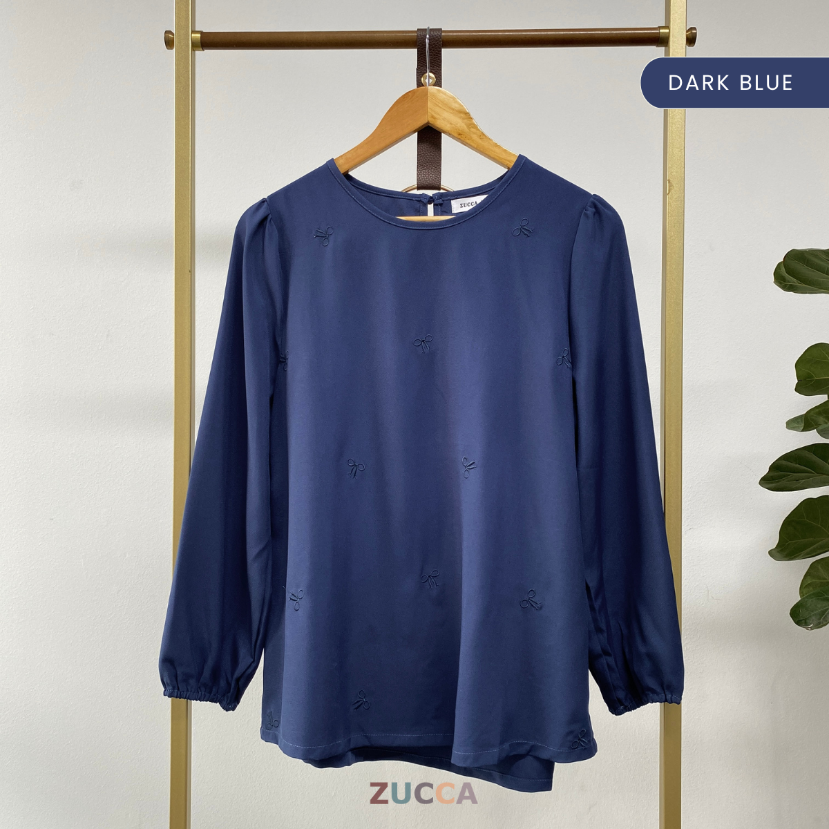 ZUCCA SUANA BOW EMBROIDERY PUFFED BLOUSE - MA030