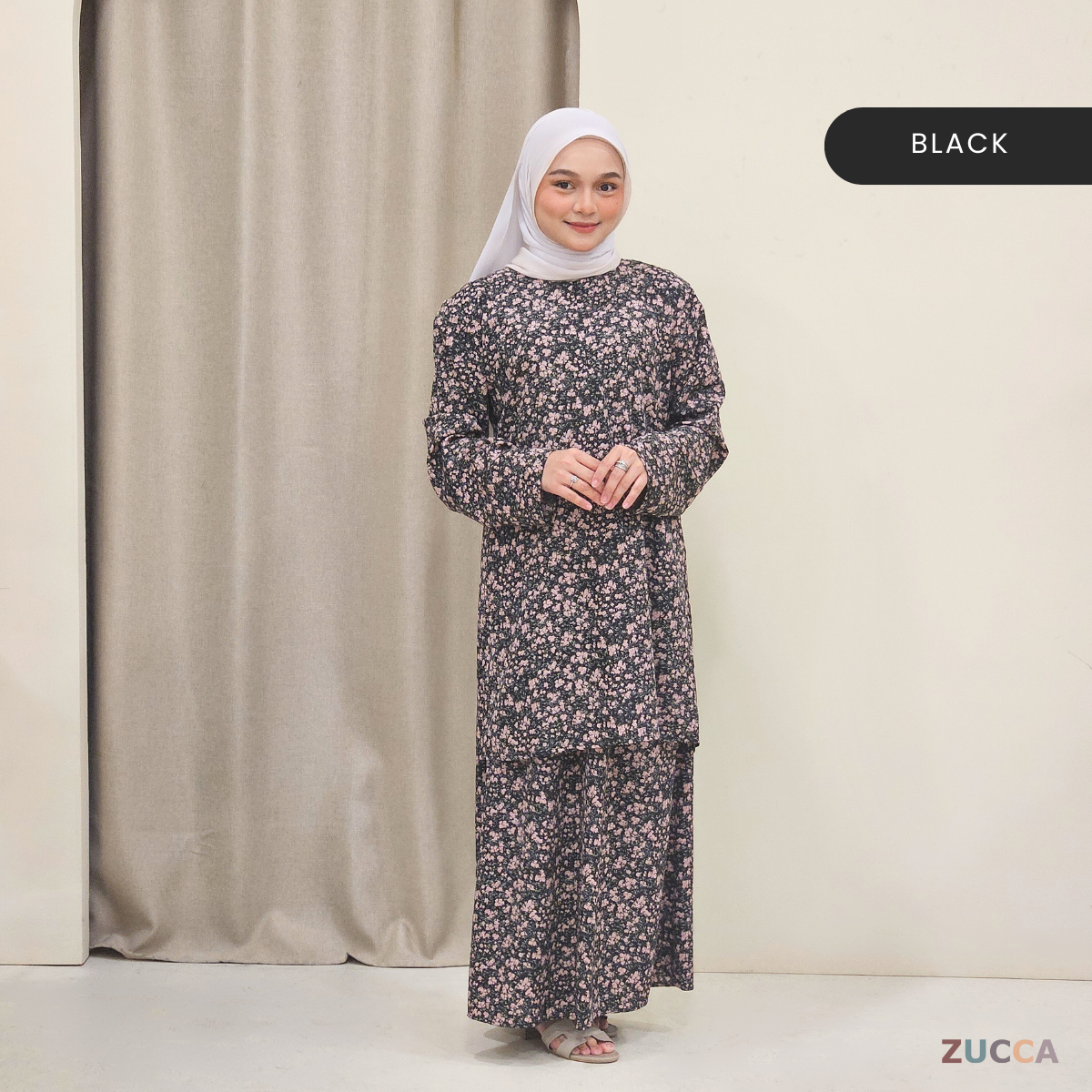 Edrin Printed Floral Baju Kurung SH002