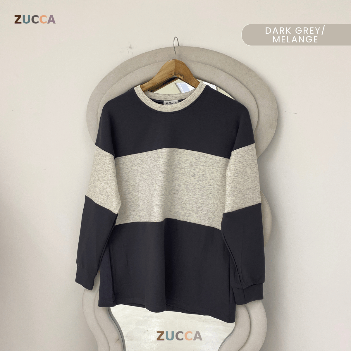 ZUCCA ELINA CASUAL COLOUR BLOCK LONG SLEEVE TOP - MA087