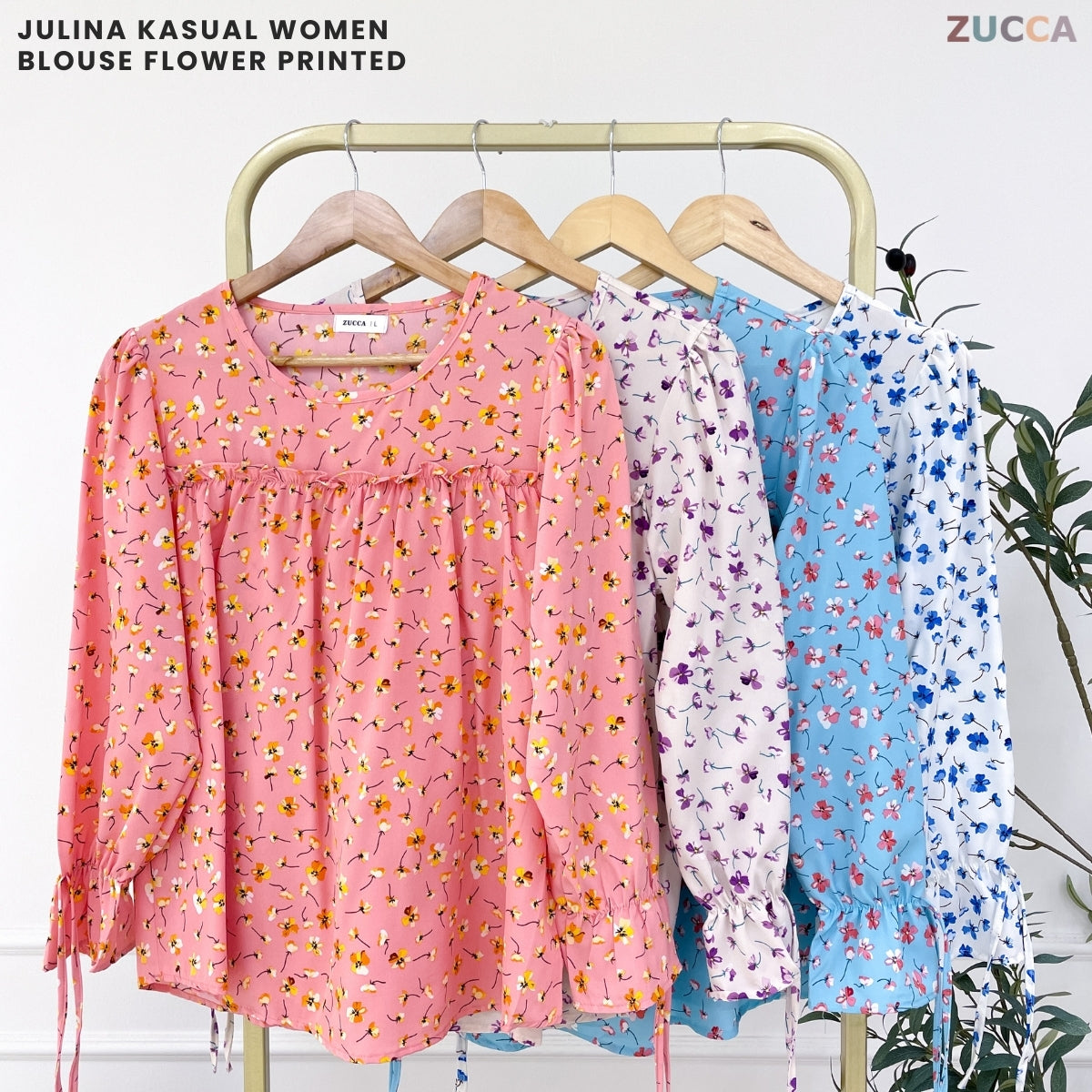 ZUCCA JULINA KASUAL WOMEN BLOUSE FLOWER PRINTED - DM017