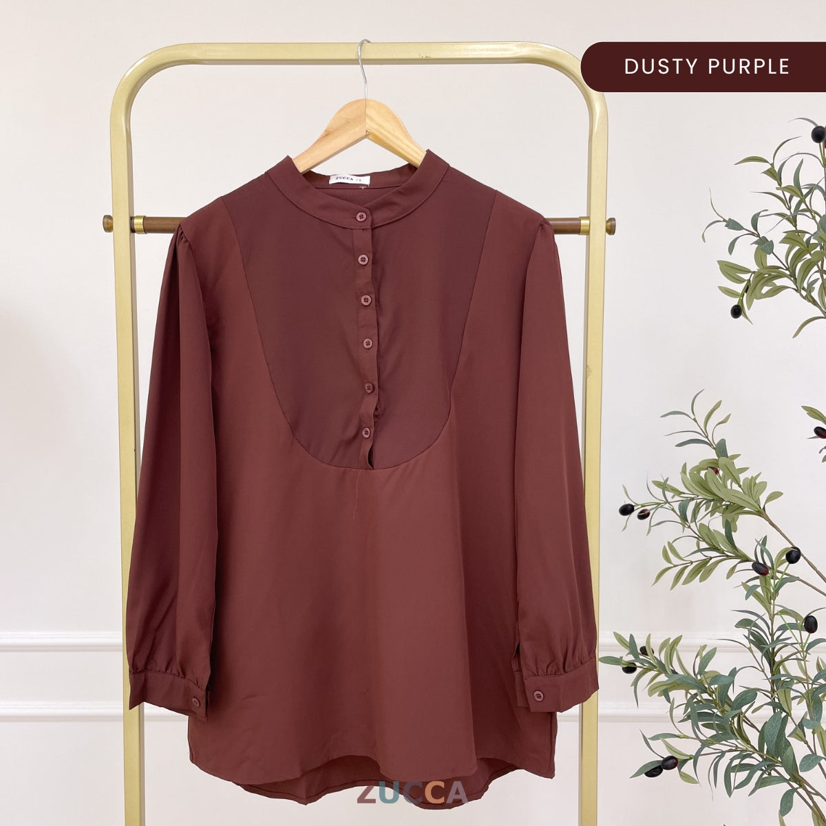 ZUCCA CHERRY HALF BUTTON PUFFED WOMEN BLOUSE - DM020A