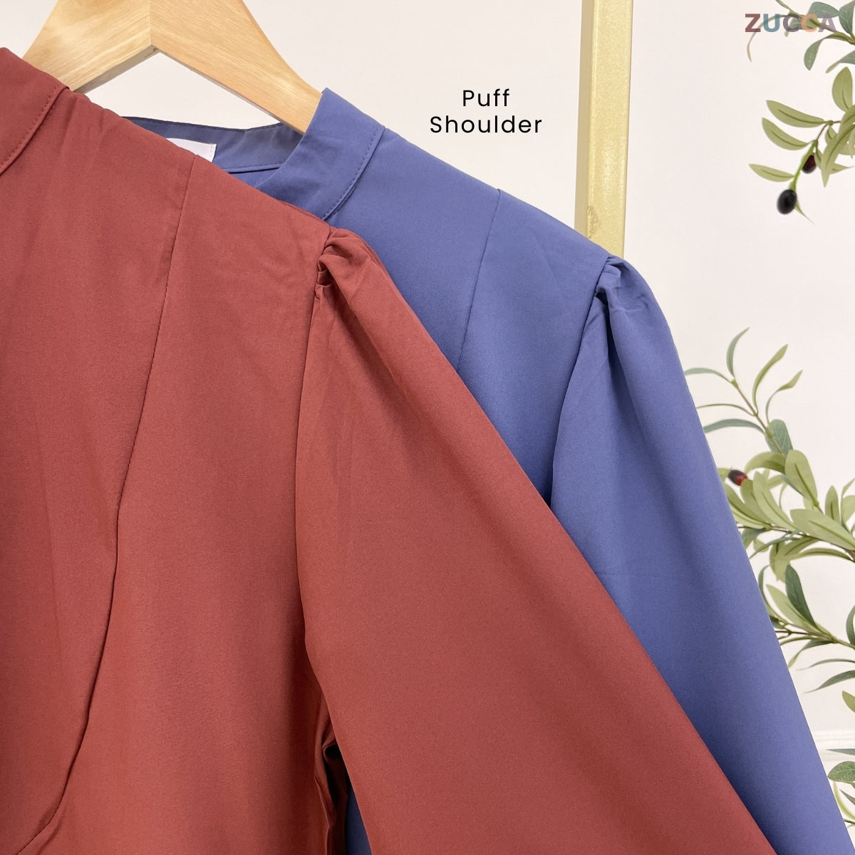 ZUCCA CHERRY HALF BUTTON PUFFED WOMEN BLOUSE - DM020A