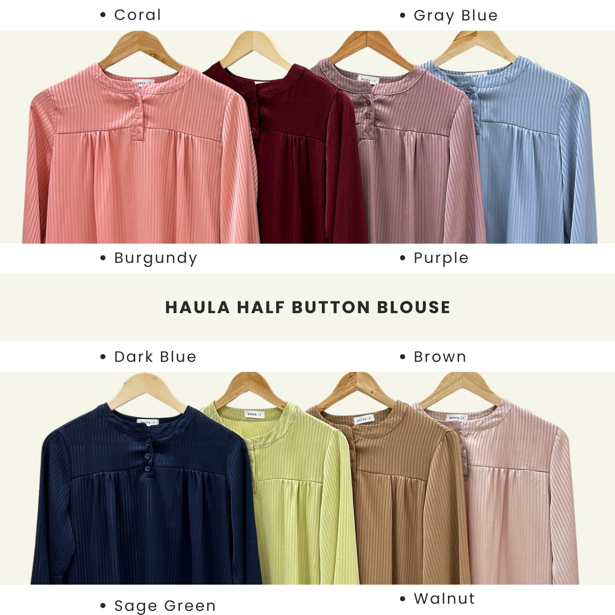 Haula Half Button Blouse Korean Style - DM036