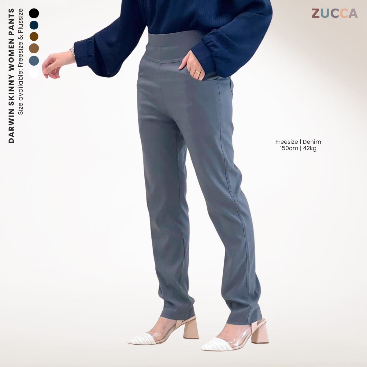 ZUCCA DARWIN SELUAR SLACK STRETCHABLE WANITA STRAIGHT CUT KOREAN STYLE - DM042 PALAZZO Casual Fit