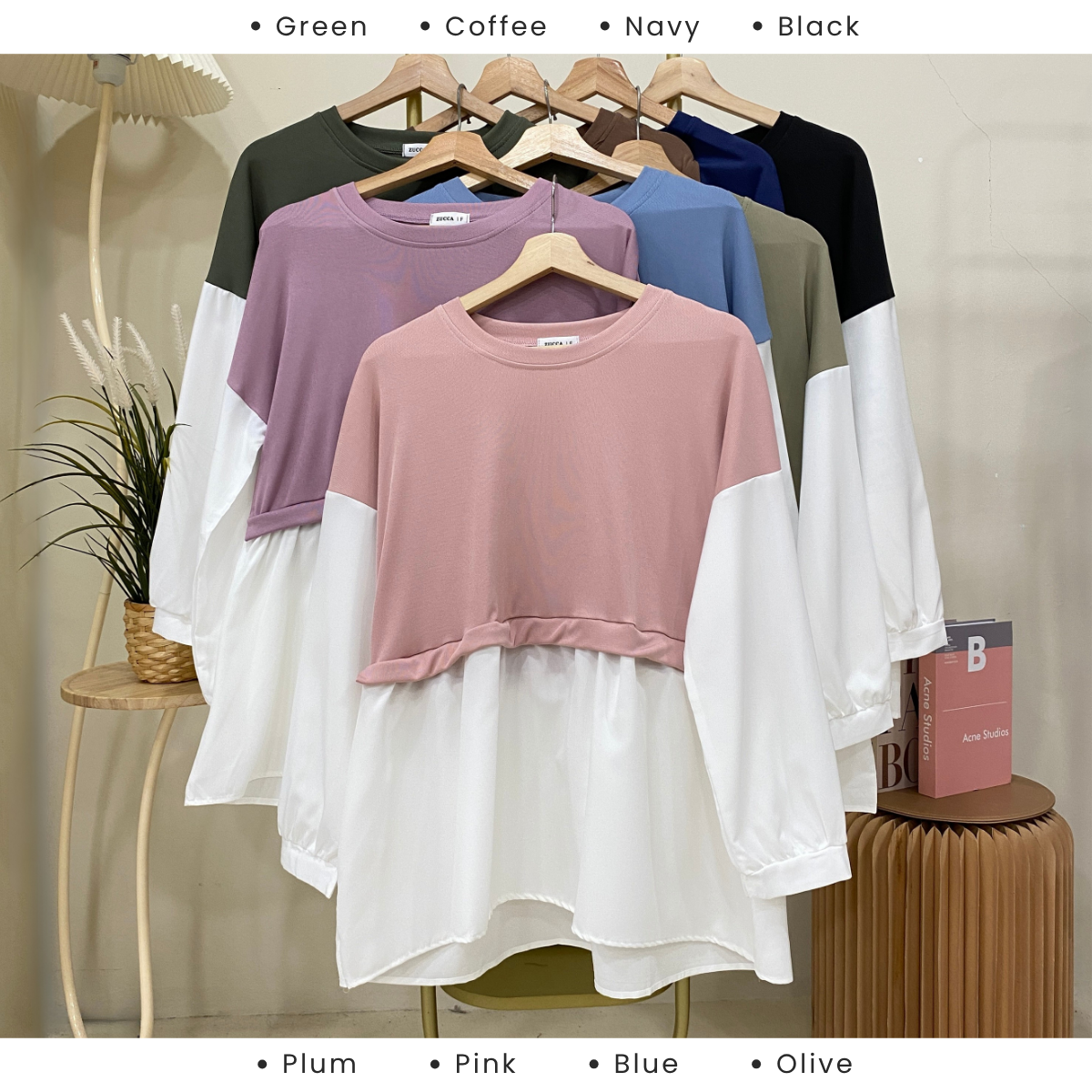 ZUCCA SISSY TWO TONE TUNIC WOMEN BLOUSE - DM062