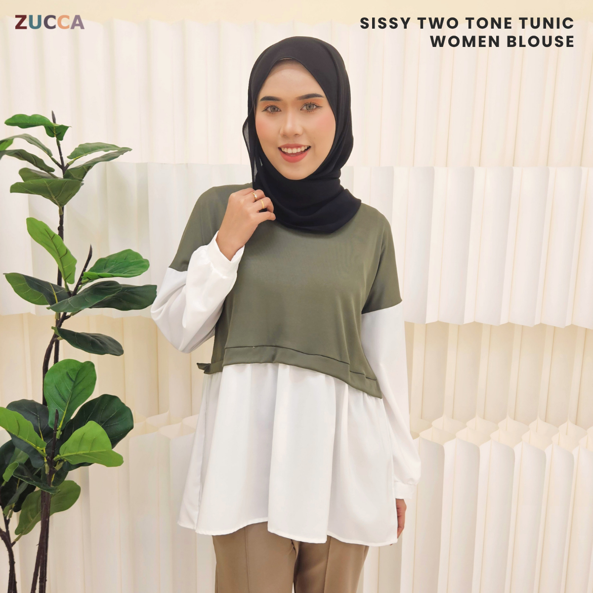 ZUCCA SISSY TWO TONE TUNIC WOMEN BLOUSE - DM062