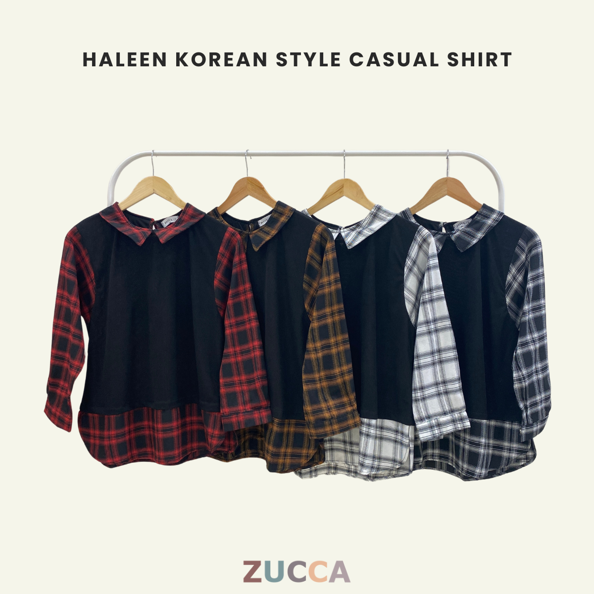 Haleen Plaid Collared Korean Style Casual Shirt - DM063