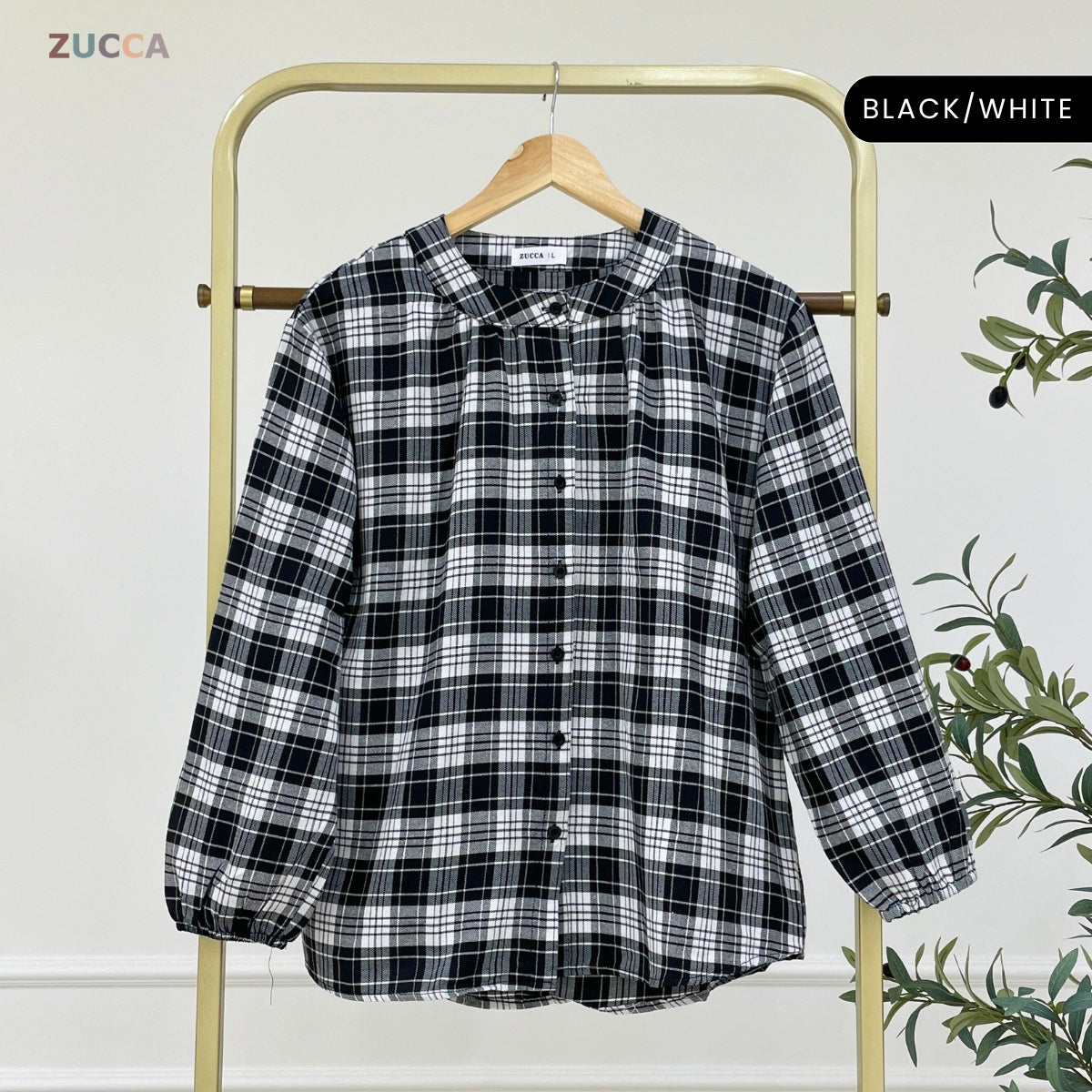 ZUCCA ADAMIA BLAUS KASUAL BERPOLA GINGHAM - DM072