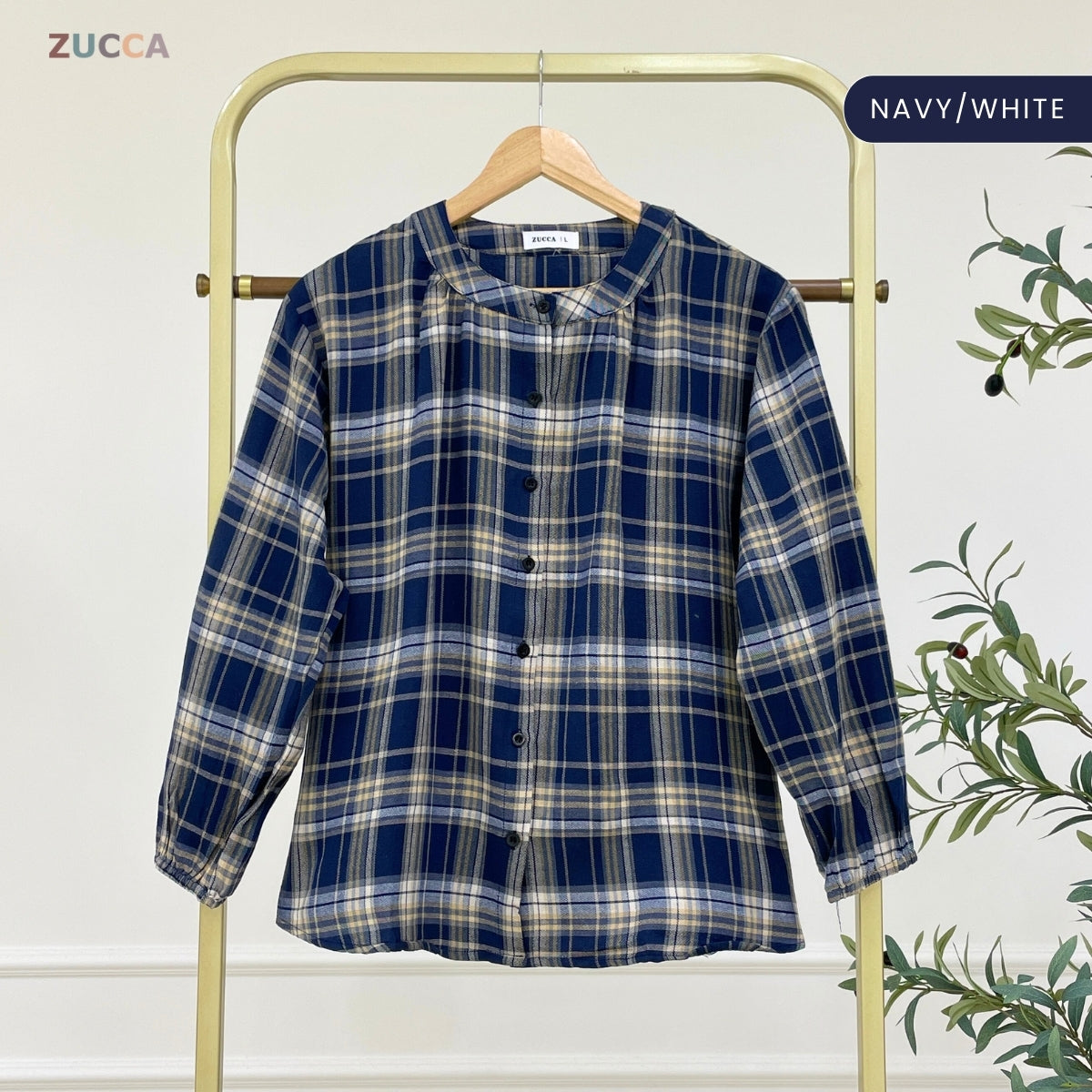 ZUCCA ADAMIA BLAUS KASUAL BERPOLA GINGHAM - DM072