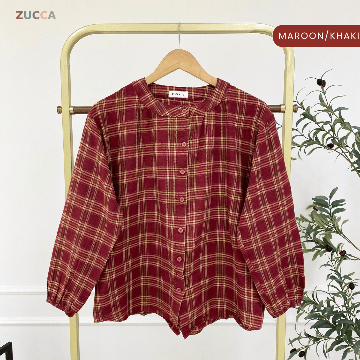 ZUCCA ADAMIA BLAUS KASUAL BERPOLA GINGHAM - DM072