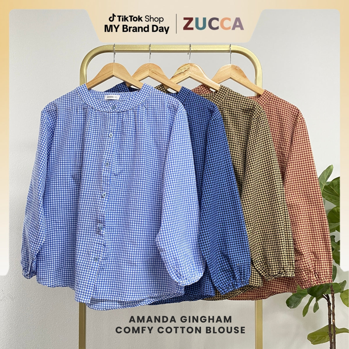 ZUCCA AMANDA BLAUS KASUAL BERPOLA GINGHAM - DM072A