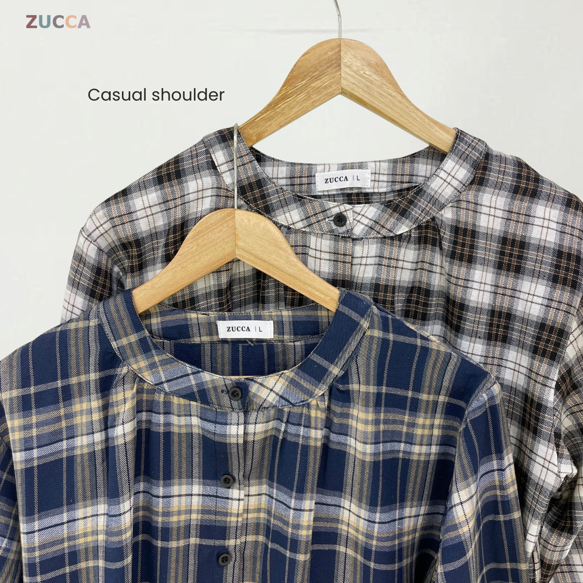 ZUCCA ADAMIA BLAUS KASUAL BERPOLA GINGHAM - DM072