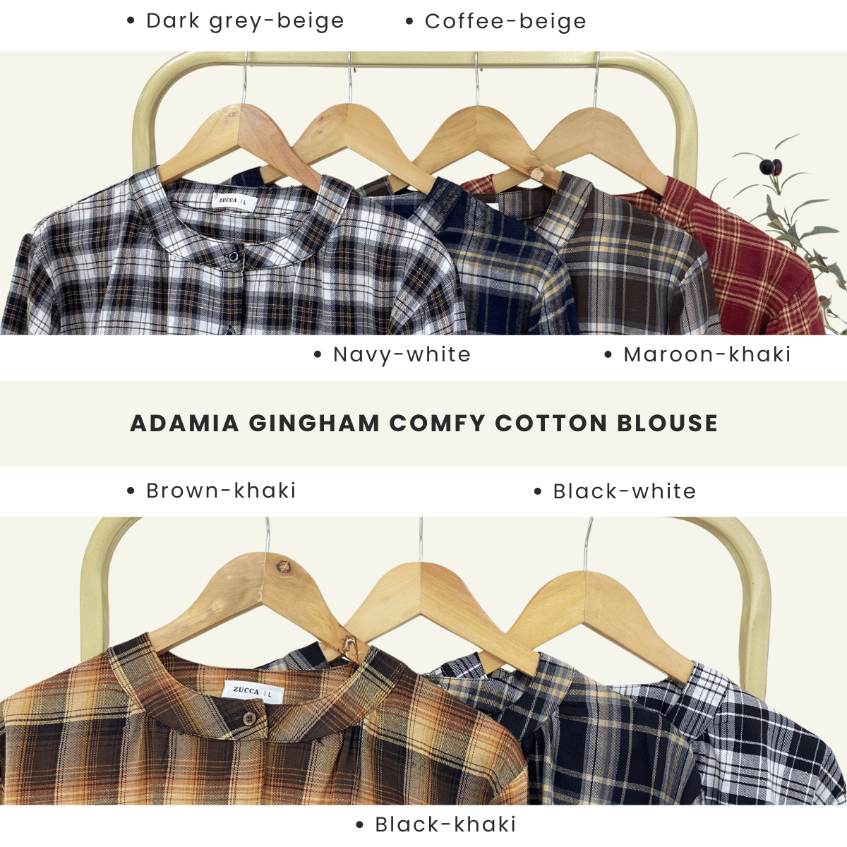 ZUCCA ADAMIA BLAUS KASUAL BERPOLA GINGHAM - DM072