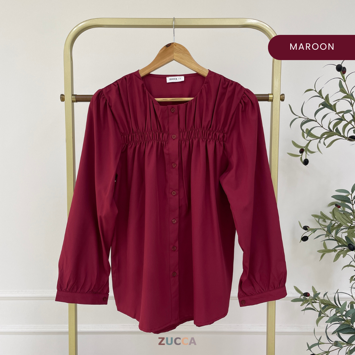 ZUCCA FRENA RUCHED WOMEN BLOUSE - DM078 KOREAN STYLE