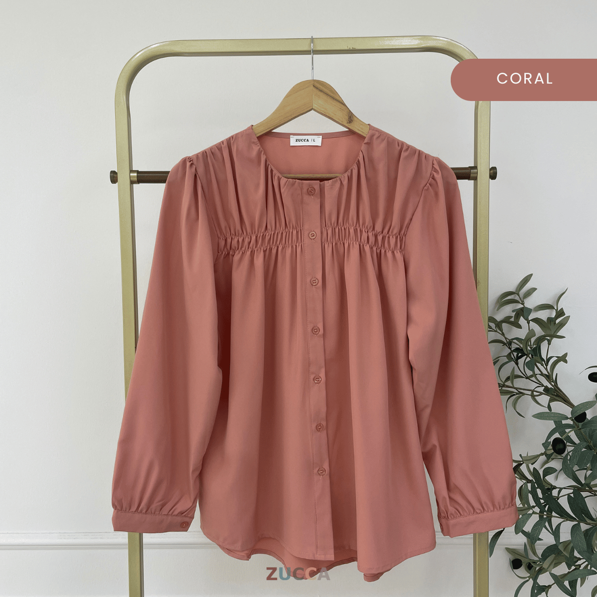 ZUCCA FRENA RUCHED WOMEN BLOUSE - DM078 KOREAN STYLE