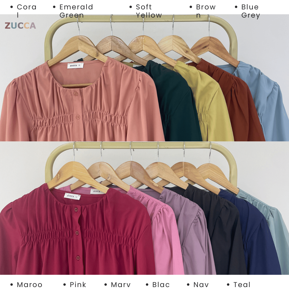 ZUCCA FRENA RUCHED WOMEN BLOUSE - DM078 KOREAN STYLE