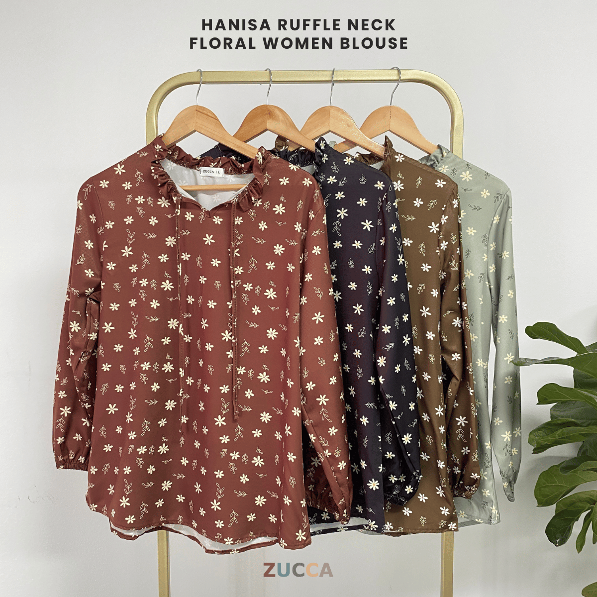 ZUCCA HANISA RUFFLE NECK FLORAL WOMEN BLOUSE - DM091