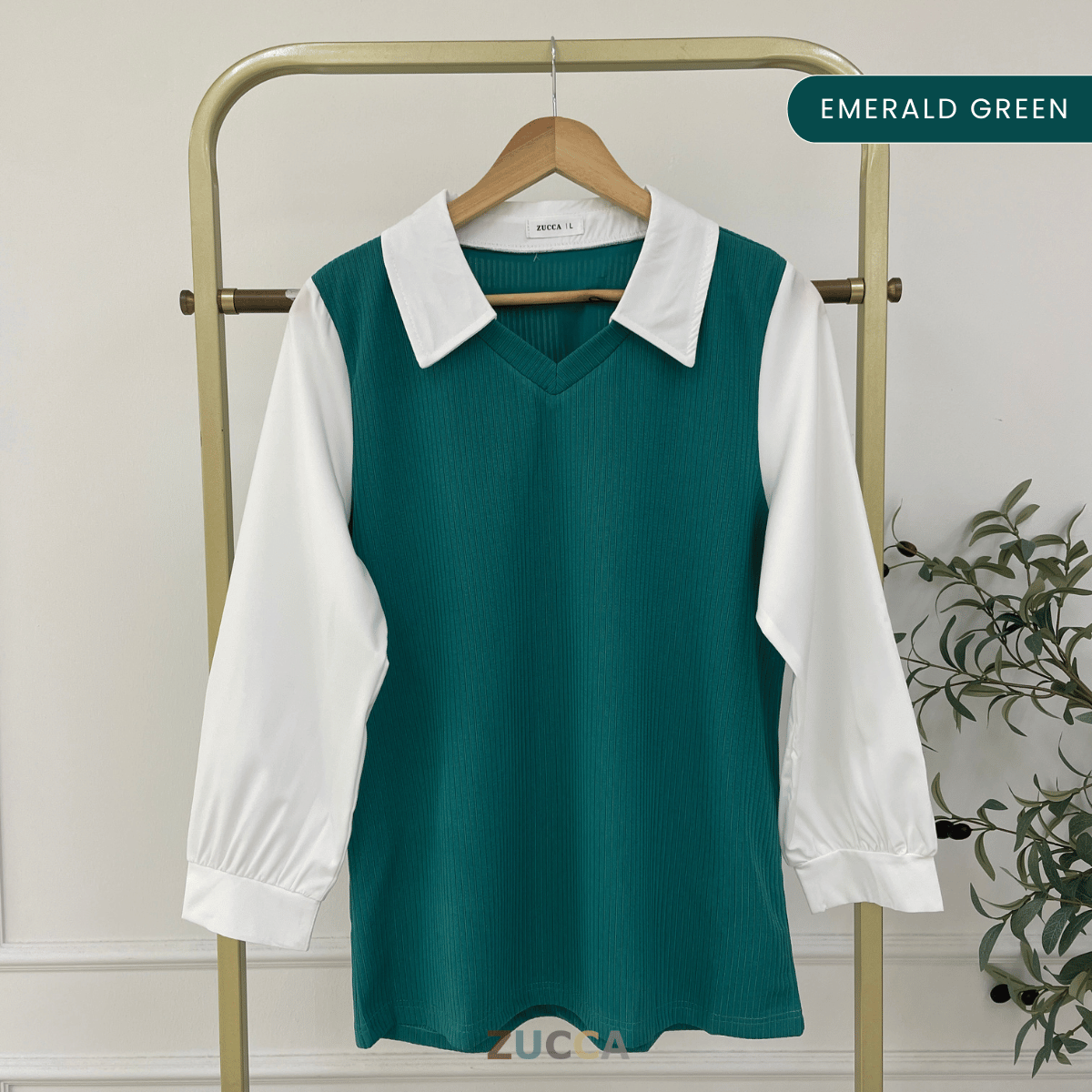 Stacy Ribbed Knit Attached Women Blouse - DM122 Korean Style